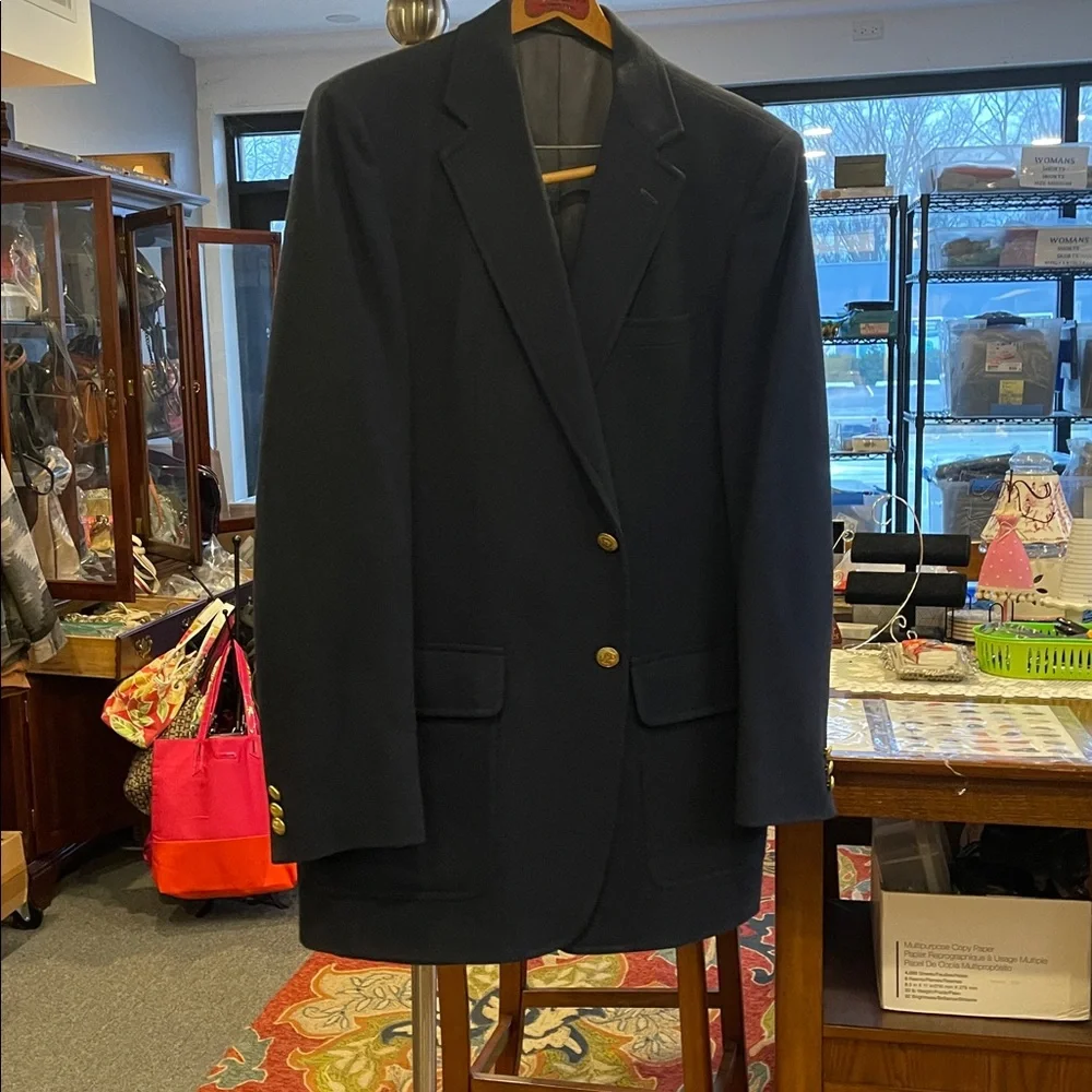 VTG Stanley Blacker for Marshall Field’s Navy Blue Wool Blazer 2‑Button  P2P 22”